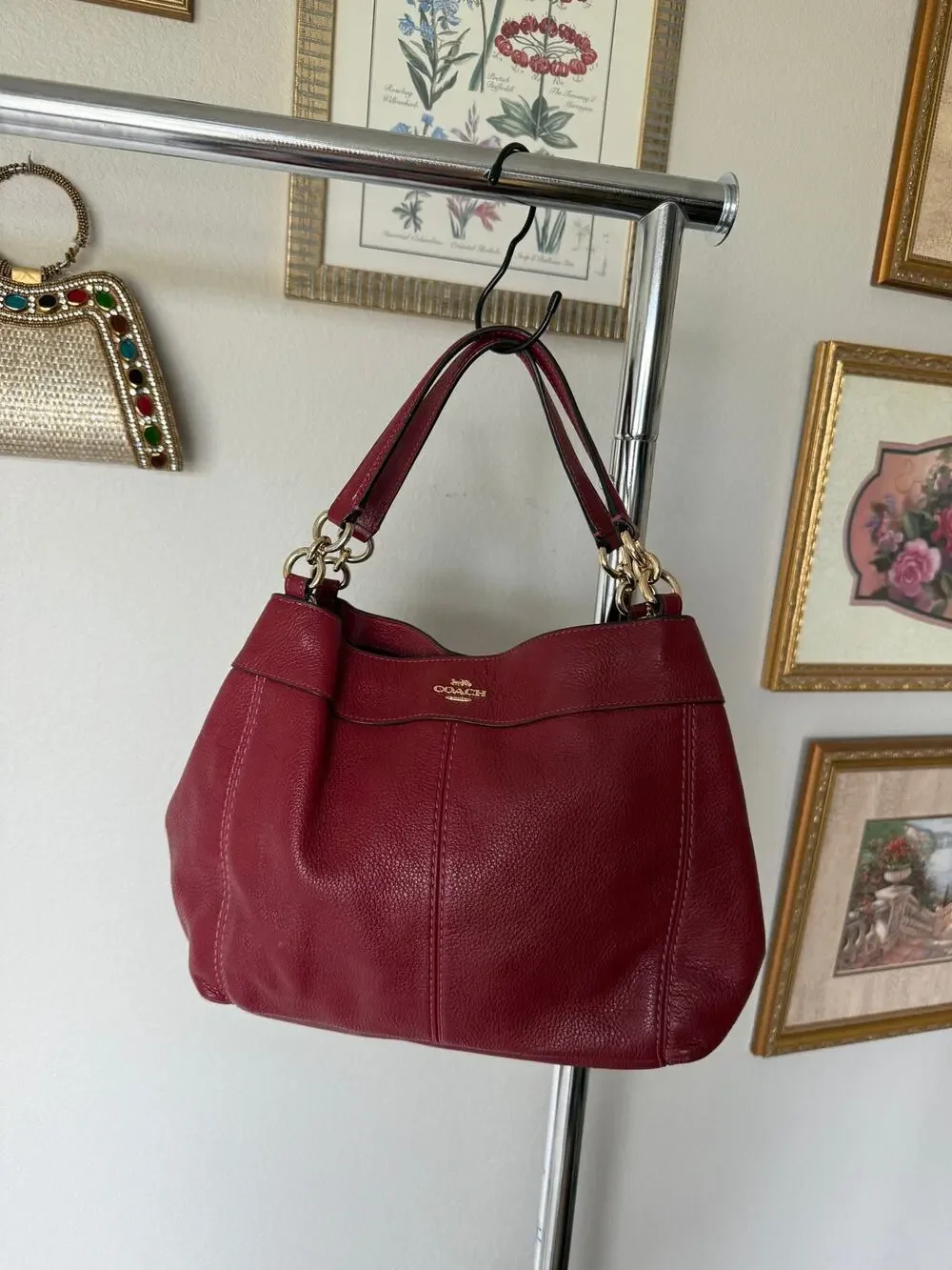 Coach Lexy Red Leather Shoulder Bag